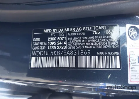 2014 Mercedes-Benz E 350 z USA, uszkodzony, nr VIN WDDHF5KB7EA831869